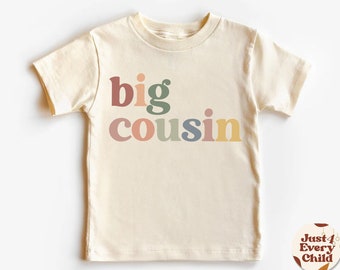 Chemise enfant grand cousin, faire-part grand cousin, t-shirt bébé grand cousin, chemise enfant rétro, chemise naturelle cousine assortie, t-shirt tout-petit et jeune