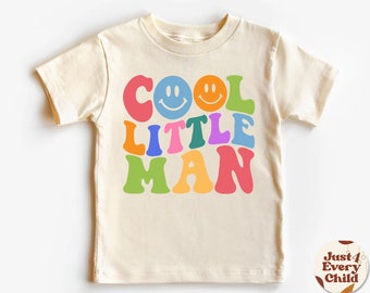 Cool Little Man Smiley Face Shirt, Cute Boys Funny T-Shirt, Trendy Toddler Boy Graphic Tees, Cool Kid T-Shirts, Cute Boy,Gift
