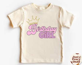 Chemise d'anniversaire pour fille, fête d'anniversaire de filles, chemise d'anniversaire pour filles, chemise fille mignonne pour enfants, t-shirt naturel d'anniversaire pour tout-petits, cadeau d'anniversaire