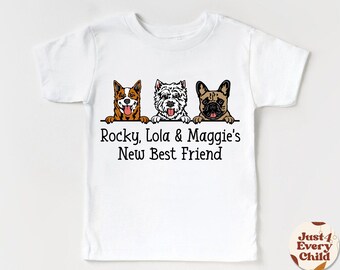 Best Friend Dog  Kids Shirt, Personalized Dog Name Baby Body, Cute Personalized Tee,  New Best Friend, Dog Name Kid Natutal Shirt, Baby Gift