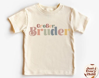 Großer Bruder Toddler Shirt, Pregnancy Reveal Shirt, Cute Retro Kids Shirt, Natural Großer Bruder Gift, German Kid Tee  Großer Bruder