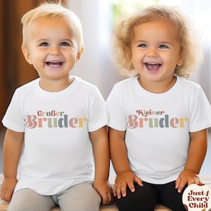 Großer Bruder-Kleinkind-Shirt, Schwangerschafts-Enthüllungsshirt, süßes Retro-Kinder-Shirt, natürliches Kleiner-Bruder-Baby-Shirt, deutsches Kinder-T-Shirt Großer Bruder Bild 1