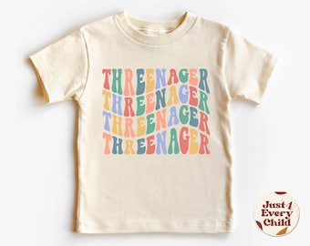 Chemise enfant Threenager, chemise 3e anniversaire, tee-shirt bambin troisième anniversaire, chemise anniversaire trois enfants, chemise naturelle filles garçons enfants