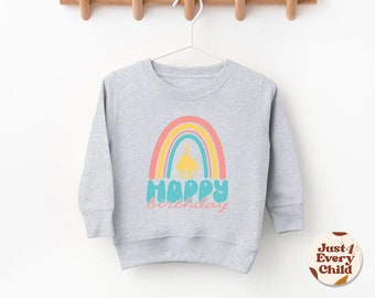 Sweat-shirt d'anniversaire, joyeux premier anniversaire, sweat-shirt d'anniversaire arc-en-ciel, joli gâteau d'anniversaire pour les tout-petits, tenue premier anniversaire de fille, un