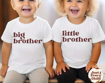 Big Brother Shirt, Natural Toddler Tee, Little Brother Baby T-Shirt, Matching Brother Natural Shirts, Retro Kid Shirt, Matching Brothers Tee