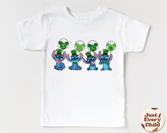 Bonita camiseta de Stitch para el Día de San Patricio, conjunto para niño pequeño, camiseta de trébol irlandés de Stitch, camiseta de Disney para el Día de San Patricio