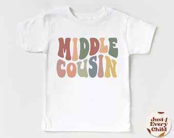 Middle Cousin Shirt, Natural Toddler Tee, Big Cousin Baby T-Shirt, Matching Cousin Natural Shirt, Retro Kid Shirt, Big Cousin Announcement