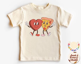 Camiseta de San Valentín con pizza y corazón, camisetas divertidas de San Valentín, camiseta infantil de San Valentín