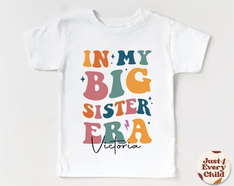 Camiseta personalizada para hermana mayor, revelación de embarazo, regalo para hermana mayor, revelación de bebé, camiseta natural para niño pequeño.