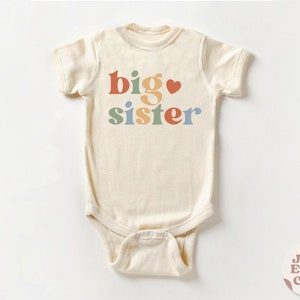 T-shirt grande soeur, faire-part de grossesse, joli body naturel pour bébé, faire-part de bébé, chemise de grossesse, faire-part de grande soeur image 7
