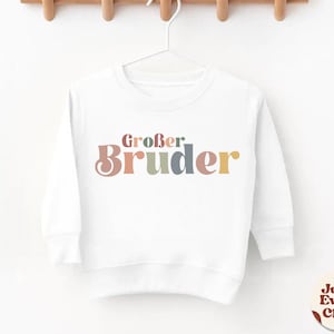 Großer Bruder-Kleinkind-Shirt, Schwangerschafts-Enthüllungsshirt, süßes Retro-Kinder-Shirt, natürliches Kleiner-Bruder-Baby-Shirt, deutsches Kinder-T-Shirt Großer Bruder Bild 8