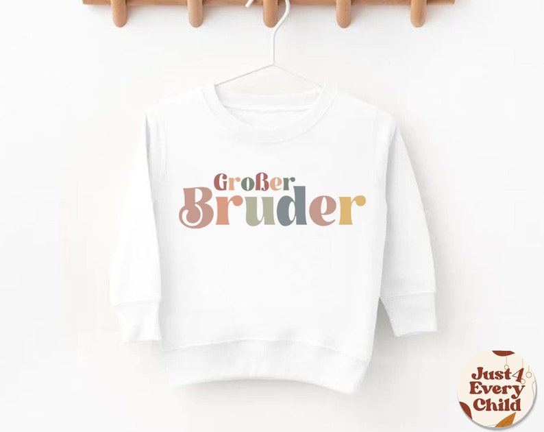 Großer Bruder-Kleinkind-Shirt, Schwangerschafts-Enthüllungsshirt, süßes Retro-Kinder-Shirt, natürliches Kleiner-Bruder-Baby-Shirt, deutsches Kinder-T-Shirt Großer Bruder Bild 8