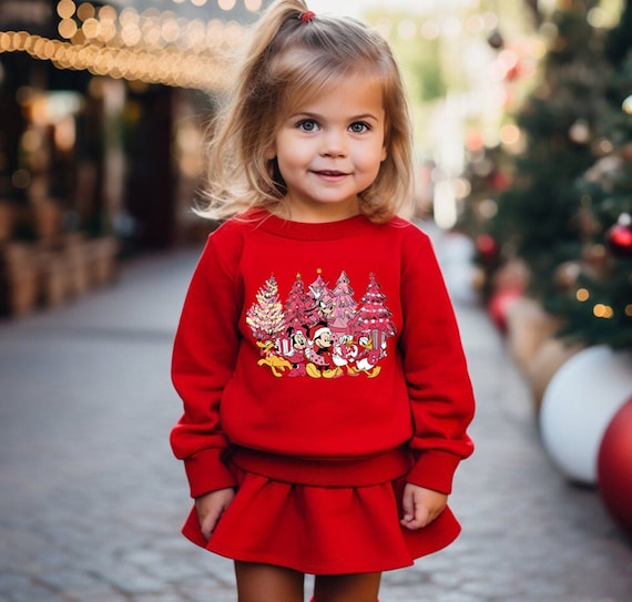 Pull fete de Noel Mickey et ses amis sweat sapins de Noel tenue lumieres des fetes pour enfants cadeau de vacances Disneyland Etsy France