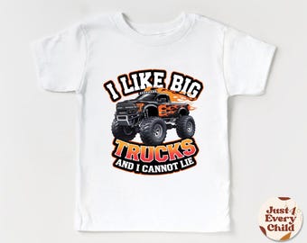 Camiseta "Me gustan los camiones grandes", camiseta para niños pequeños, camiseta para niños, camiseta genial de camión, atuendo para niños