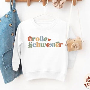 Große Schwester Kleinkind-Shirt, Schwangerschaftsankündigung, Baby-Ankündigung, deutsches Kinder-T-Shirt Kleine Schwester, Sibling Natural Infant, Schwester Bild 8