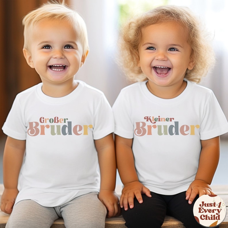 Großer Bruder-Kleinkind-Shirt, Schwangerschafts-Enthüllungsshirt, süßes Retro-Kinder-Shirt, natürliches Kleiner-Bruder-Baby-Shirt, deutsches Kinder-T-Shirt Großer Bruder Bild 1