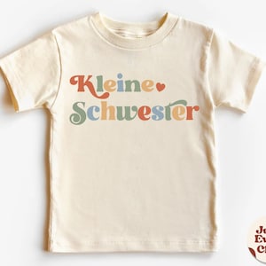 Große Schwester Kleinkind-Shirt, Schwangerschaftsankündigung, Baby-Ankündigung, deutsches Kinder-T-Shirt Kleine Schwester, Sibling Natural Infant, Schwester Bild 2