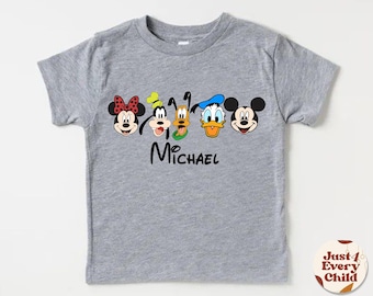 Camiseta infantil personalizada de Mickey y sus amigos, camiseta infantil personalizada de Disney, body de bebé personalizado de Mickey y sus amigos, camiseta de regalo de cumpleaños