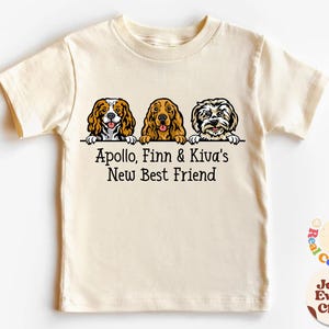 Bester Freund Hund Kinder Shirt, personalisierter Hundename Baby Körper, niedliches personalisiertes T-Shirt, neuer bester Freund, Hundename Kid Natutal Shirt, Babygeschenk