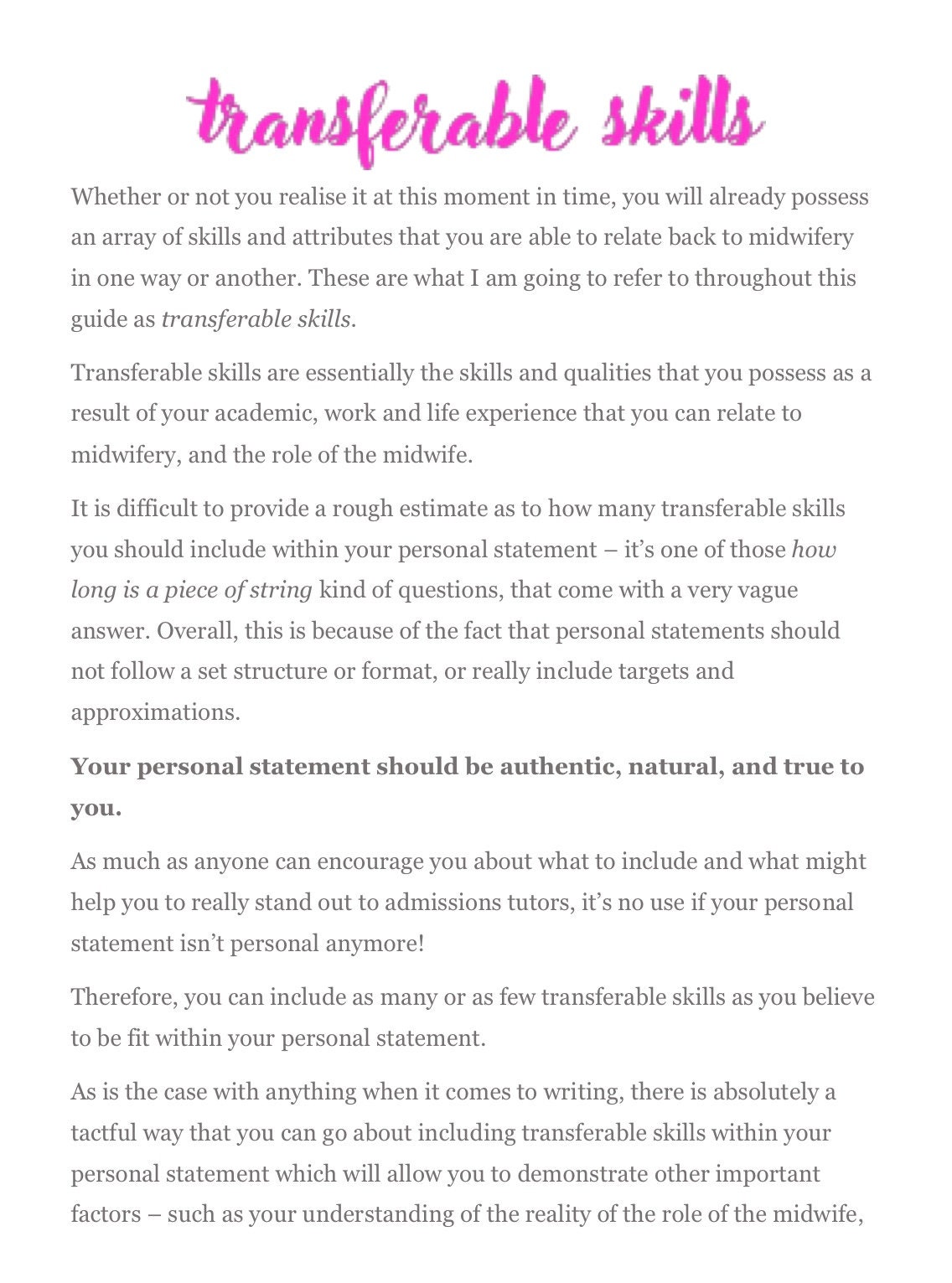 midwife assistant personal statement