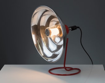 Vintage XL Wärmelampe Einzelstück restauriert DIY Upcycling große Tischlampe Mid Century Industrial Design Loft Schreibtischlampe 1950er