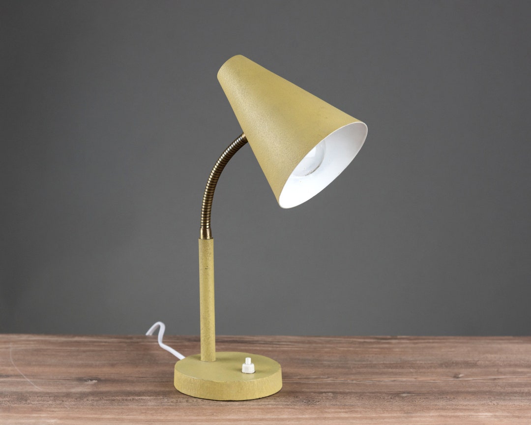 Small Mid Century Bedside Lamp Vintage Table Lamp With Brass Etsy