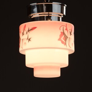 Cute small Art Deco ceiling light lamp spray decor white red antique restored 1930 image 7