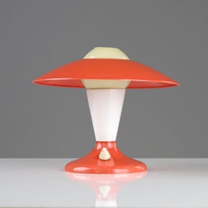 Vintage mushroom table lamp by VEB Elektroinstallation Kranichfeld – Mid-Century Modern design, rare orange GDR lamp from the 1960s
