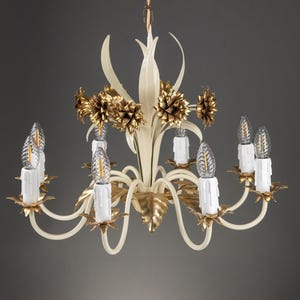 Vintage Florentine Style Chandelier – 1950s–70s Hollywood Regency Hanging Lamp Hans Kögl Design Mid Century