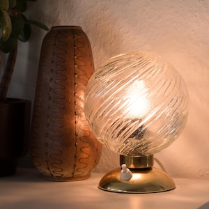 Mid Century bedside lamp old GDR gold-colored table lamp 1960s 70s Space Age vintage ball structured glass