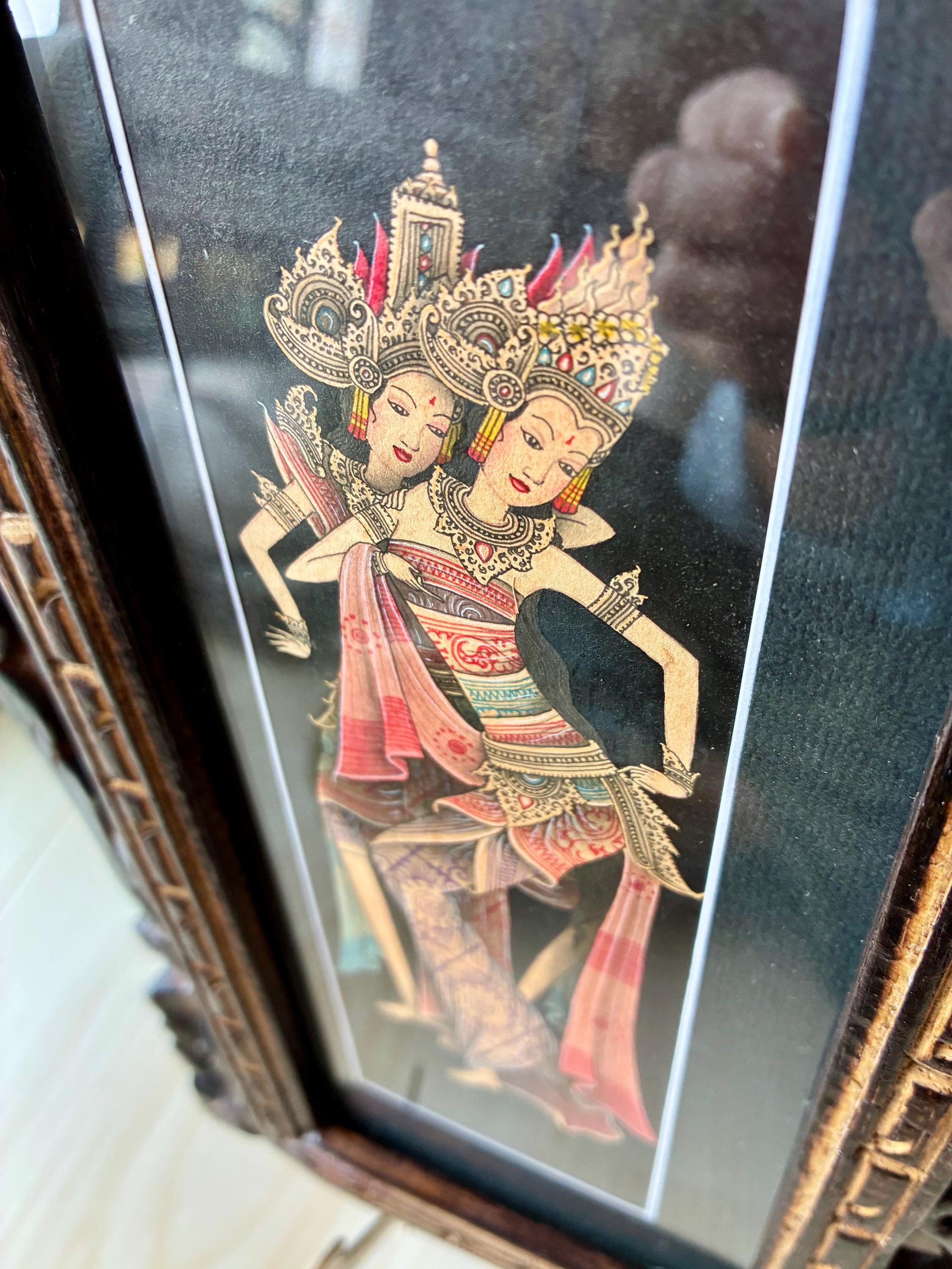 Balinese Pattern Frame Vintage Hand Carved Wood Frame With Balinese Dancer Print - Etsy