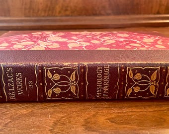 Antique Leather Book: Physiology of Marriage by Balzac, 1901 Marbled Cover