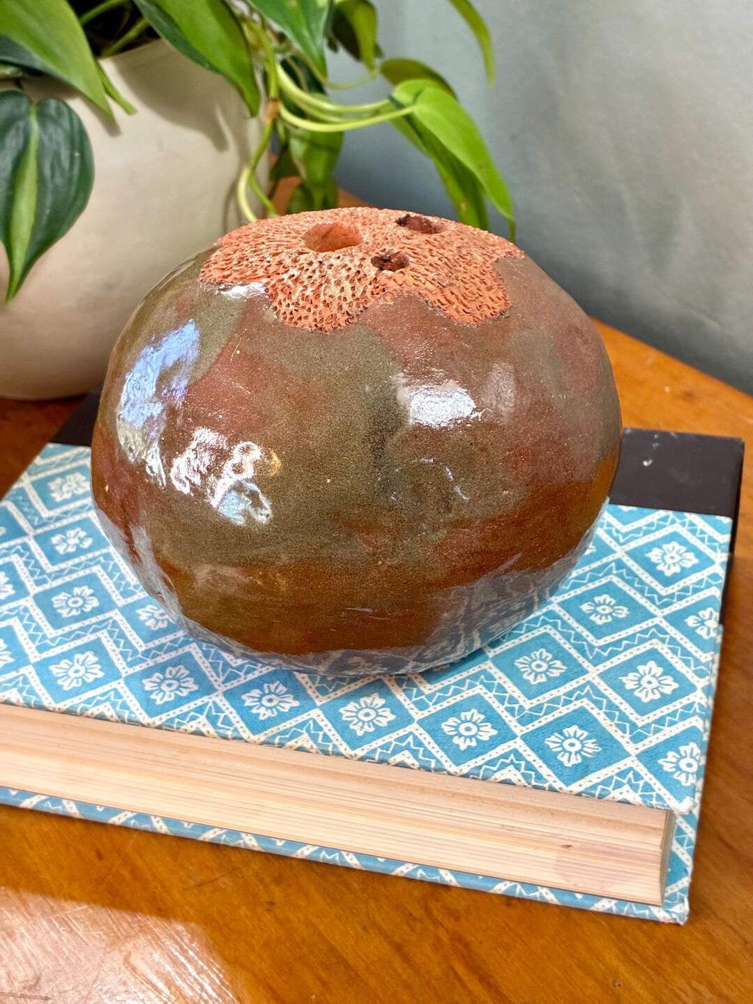 Signed Studio Pottery Bud Vase 1967, Organic Brown Ceramic Flower ...