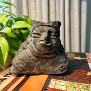 Vintage Figural Pottery Vessel, Pre-Columbian Style Folk Art, Handmade Collected Decor