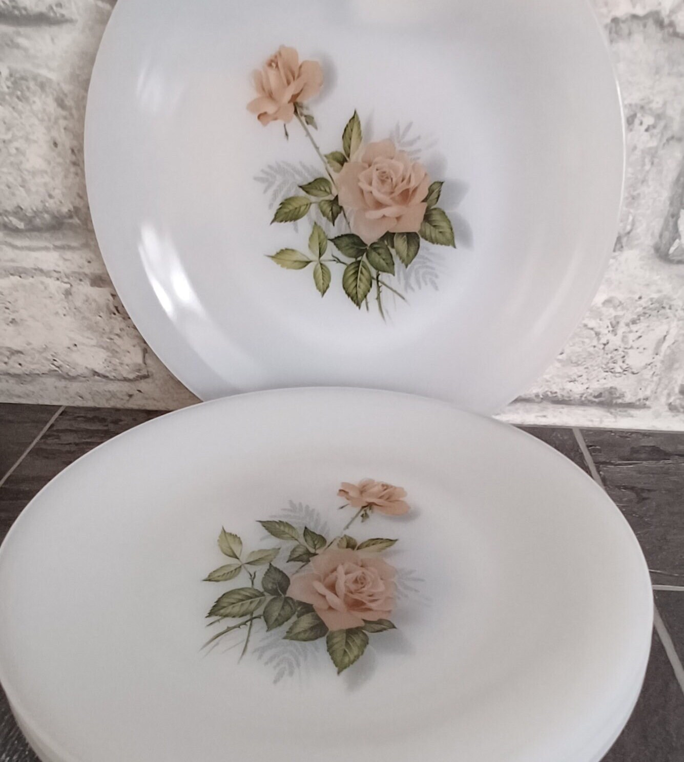 6 Assiettes Dessert Arcopal Roses Roses Décor Fleurs ... - eBay