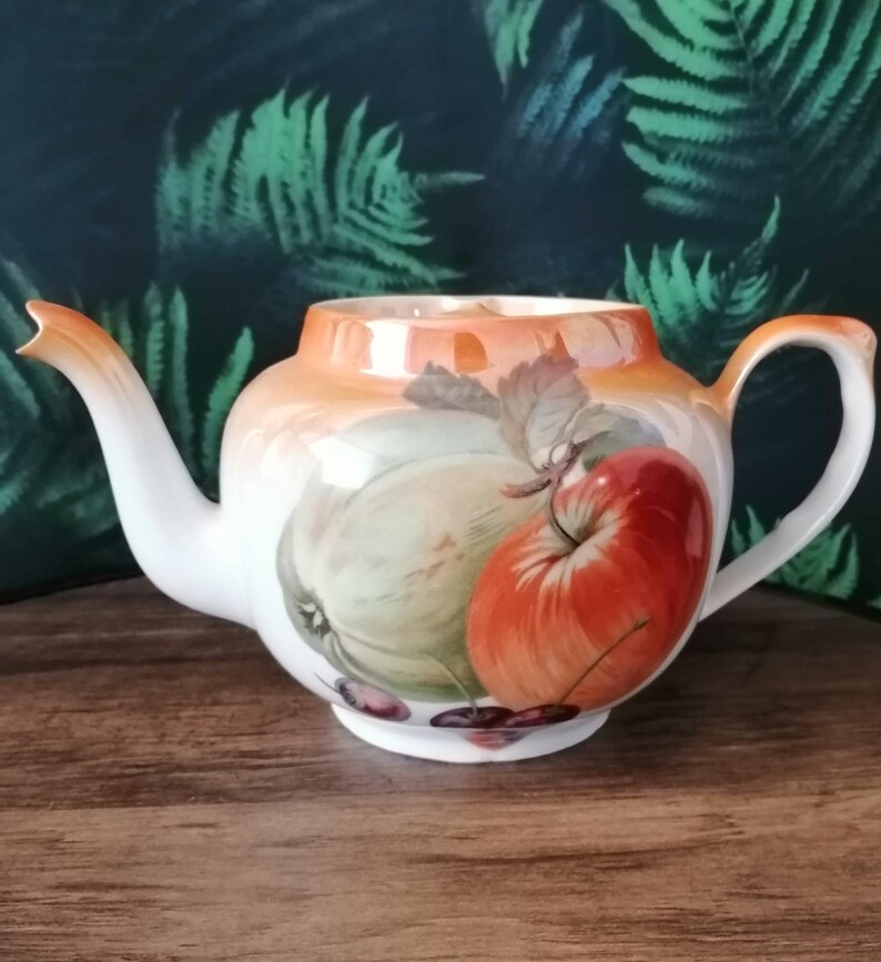 Vintage Teapot Victoria China Czechoslovakia Fruit Pattern Etsy UK