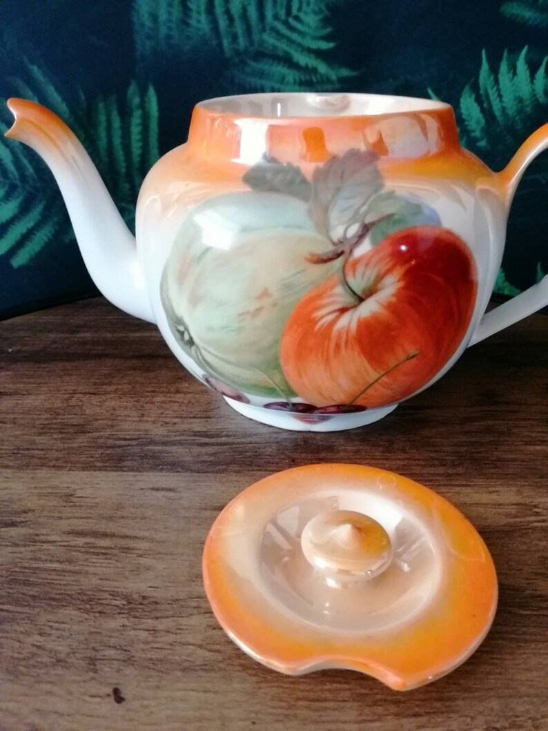 Vintage Teapot Victoria China Czechoslovakia Fruit Pattern Etsy UK