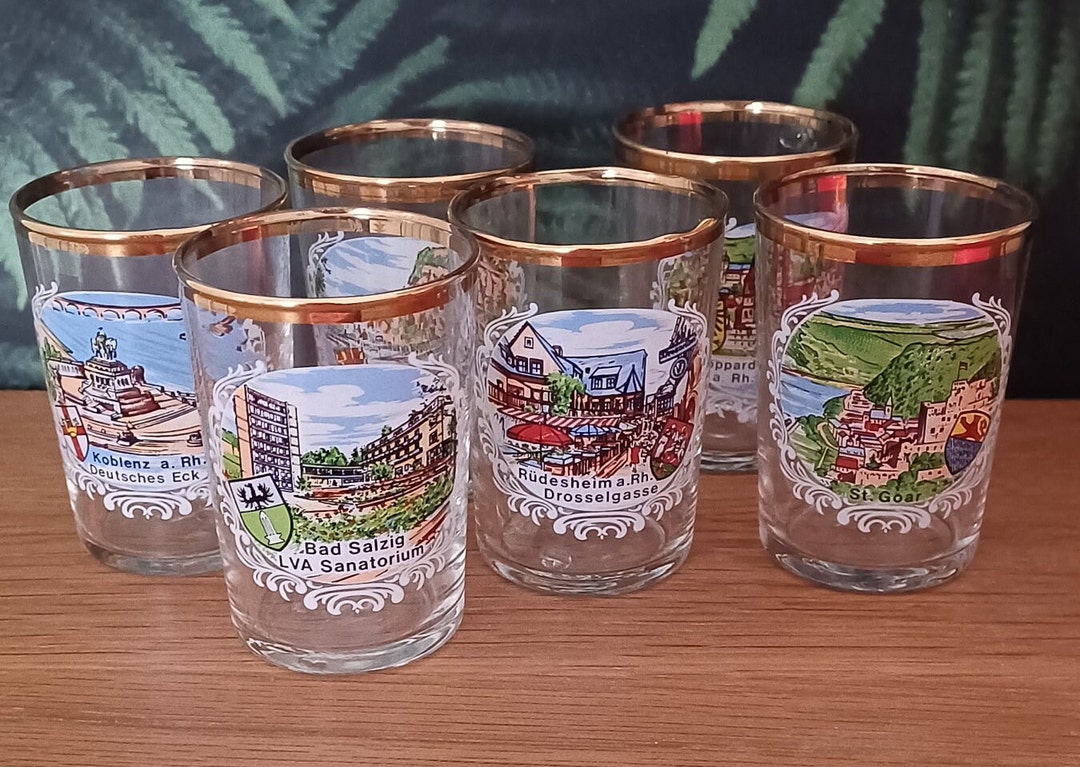 Set of 6 Vintage Shot Glasses Souvenir Glasses From Germany Etsy