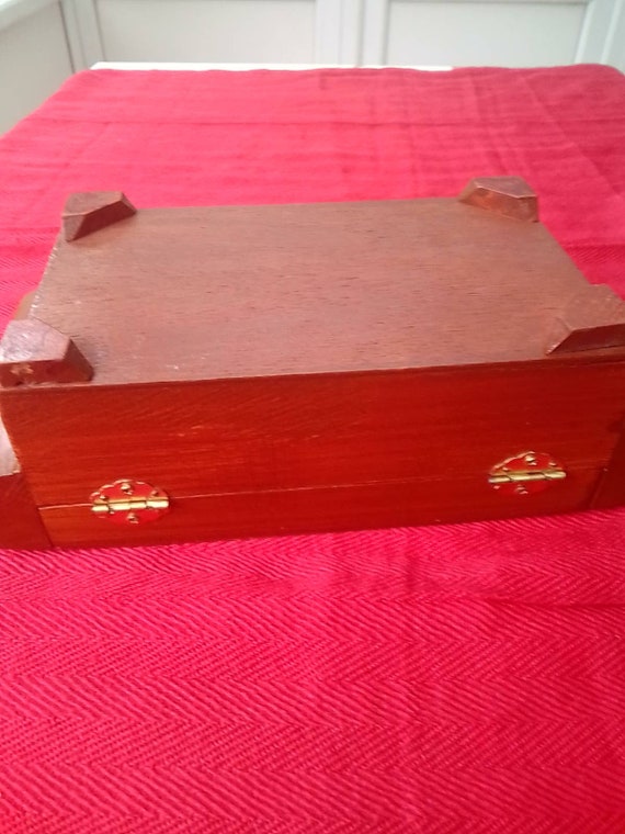 Vintage Art Deco Style Jewellery Box Carved Asian… - image 7