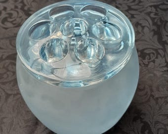 Vintage Bagley Somerset Posy Vase 3170 Frosted Blue Vase Clear Blue 7 Hole Frog