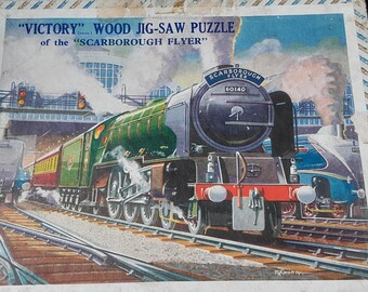 Vintage Victory Wooden Jigsaw Puzzle 26 Piece Handcut Scarborough Flyer Boxed