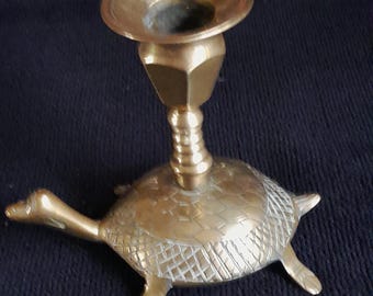 Vintage Brass Tortoise Turtle Candlestick Candle Holder  Nicely Marked