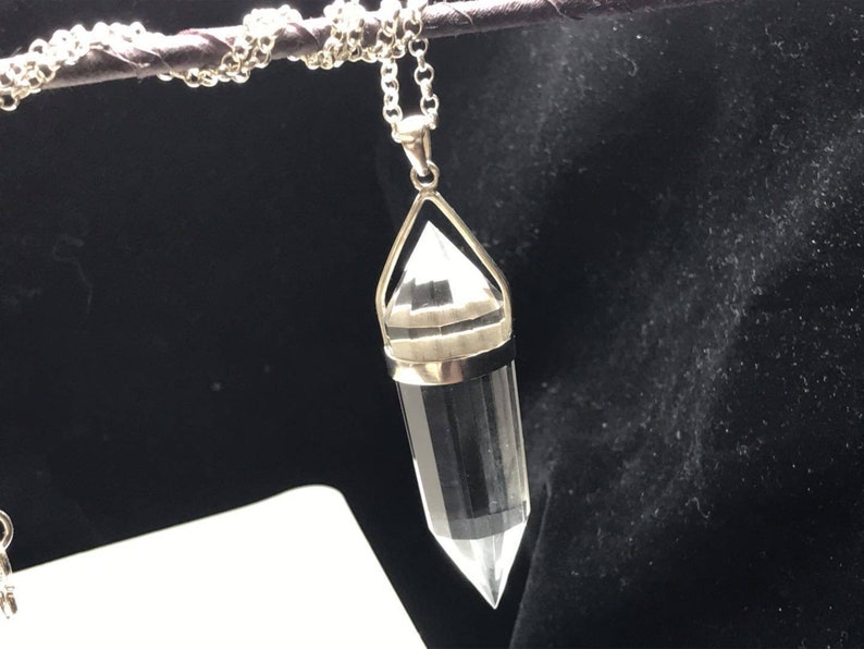Natural quartz Vogel crystal 12 sided silver pendant reiki healing hand-made