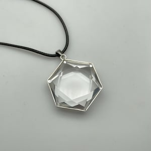 AAA Clear Crystal Quartz Star of David Pendant ,Sterling Silver,Reiki Healing , Gift for Her