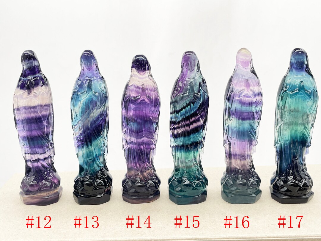 Fluorite Crystal Carved Madonna, Healing Stone Decor - Etsy