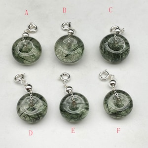 Green Phantom Crystal,Donut Gemstones,Peace Buckle, Handmade Jewelry, Polished Donut Pendant E030653
