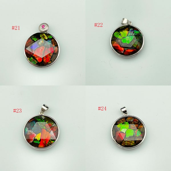 Ammonite Hexagram Pendant,Fossil Gemstone, Rainbow Canadian, Multicoloured Necklace Gift 051621