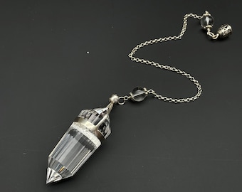 Clear Quartz,Crystal Pendant,24 Sided,Vogel Style,Crystal point,silver 990,Metaphysical crystal D101247
