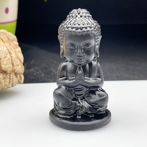 Obsidian Crystal Carved Buddha,Carving Buddha Figurine ,Housewarming Gift, Home Decor ,Healing crystal and stone