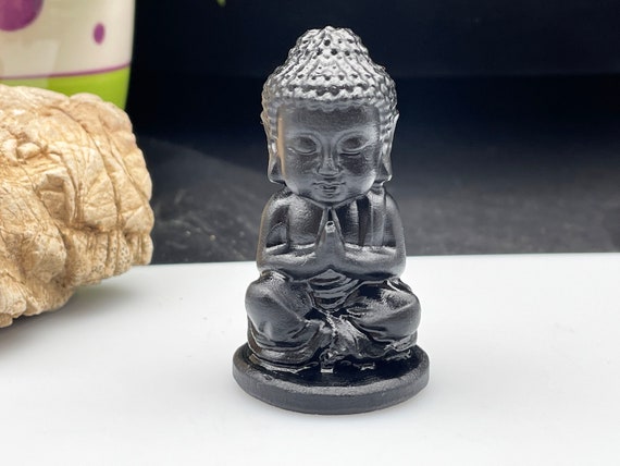 Obsidian Crystal Carved Buddha,Carving Buddha Figurine ,Housewarming Gift, Home Decor ,Healing crystal and stone